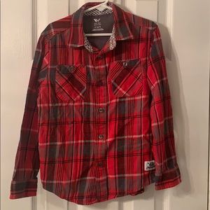 Boys Shaun White Plaid Button Long Sleeve
